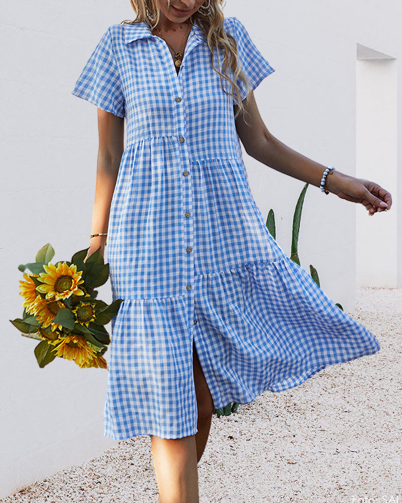 Valenzora | Casual checked shirt dress