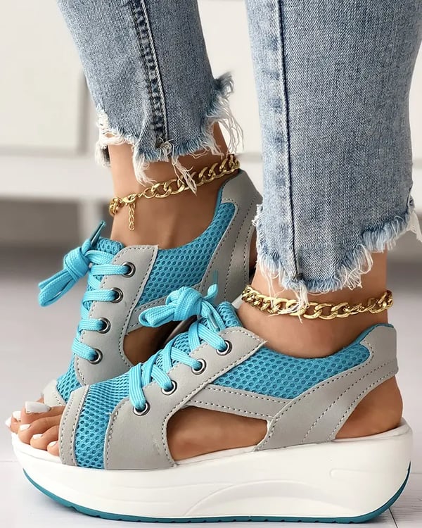 Gina™ - Sandals with contrasting lace-up neckline Last Day Discount]