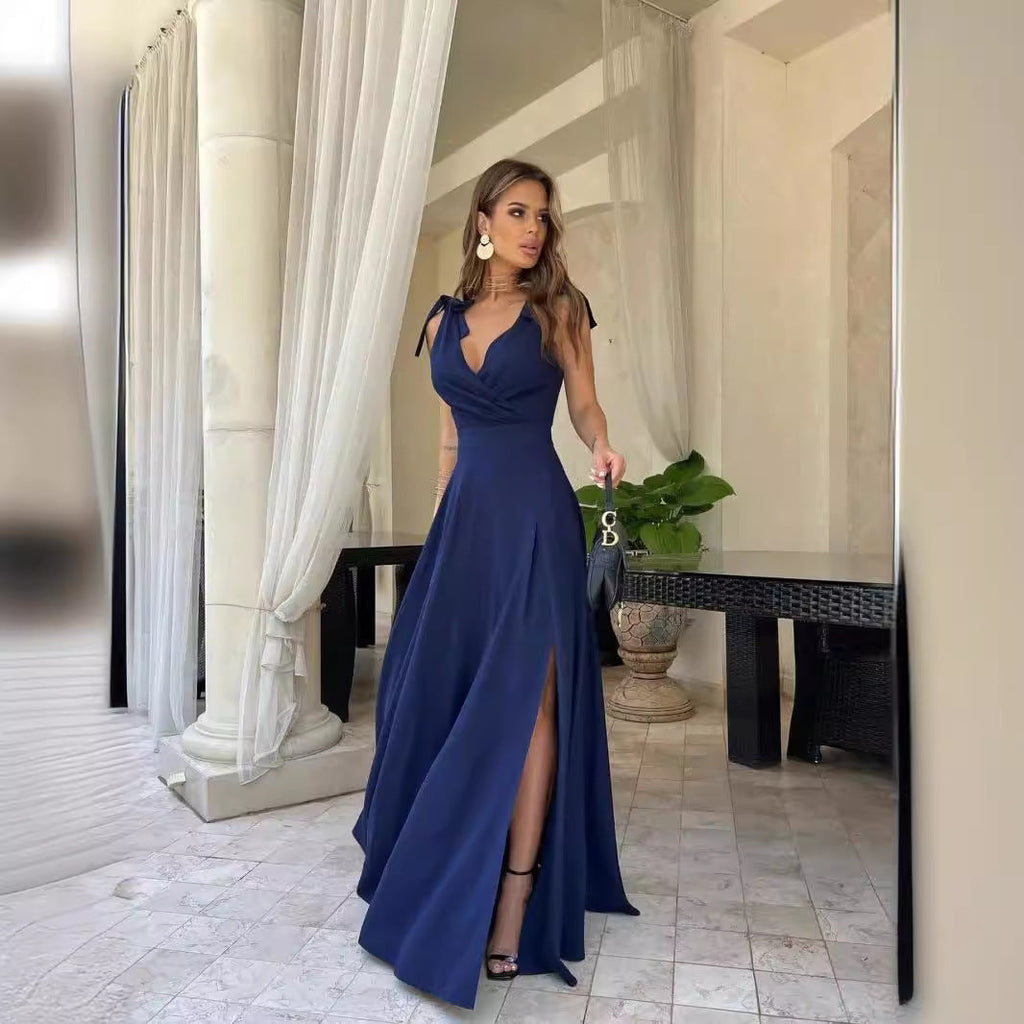 Valenzora | Evening dress, long, pleated, solid color