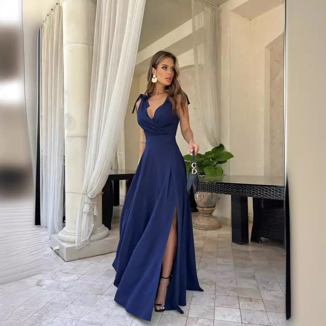 Valenzora | Evening dress, long, pleated, solid color