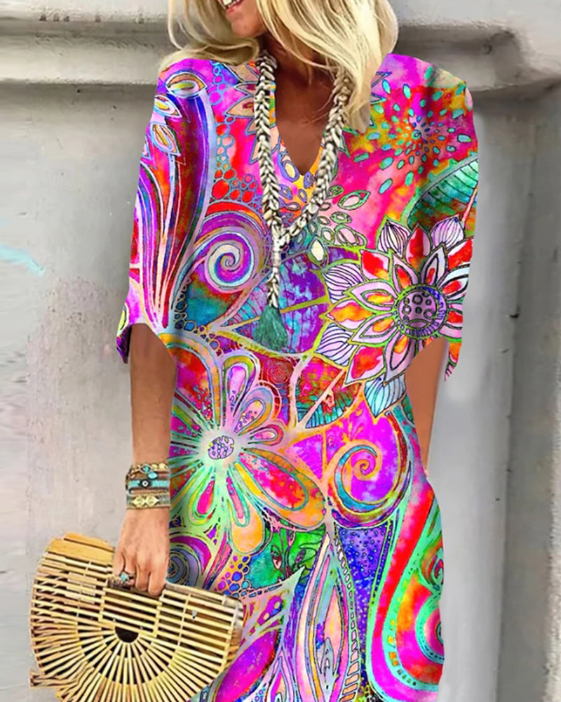Valenzora | Dress Colorful floral pattern