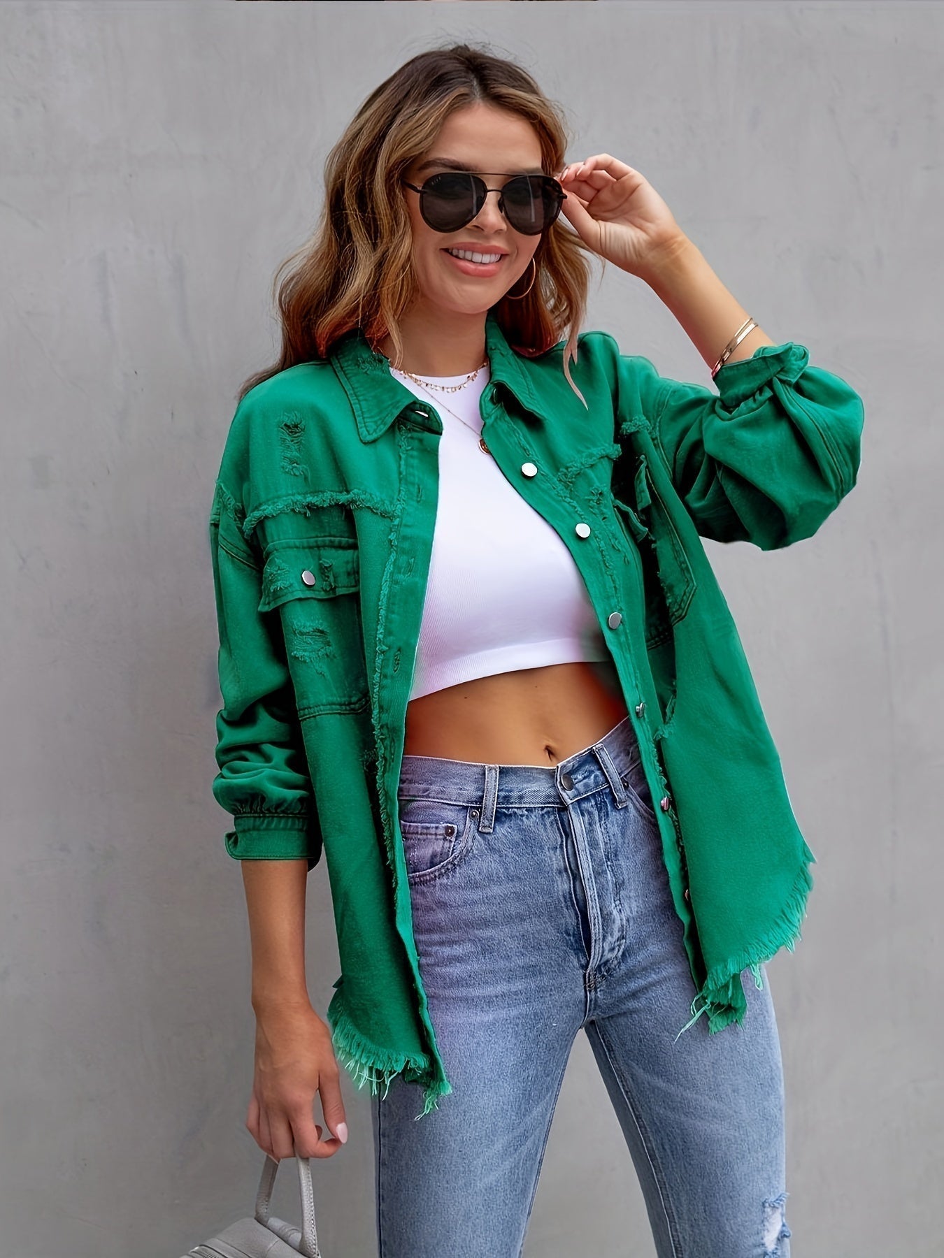 Valenzora - Zerrissene Oversize-Jeansjacke