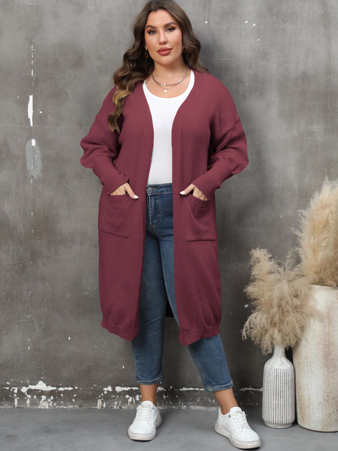 Valenzora | Plus Size Langarm-Cardigan mit Taschen
