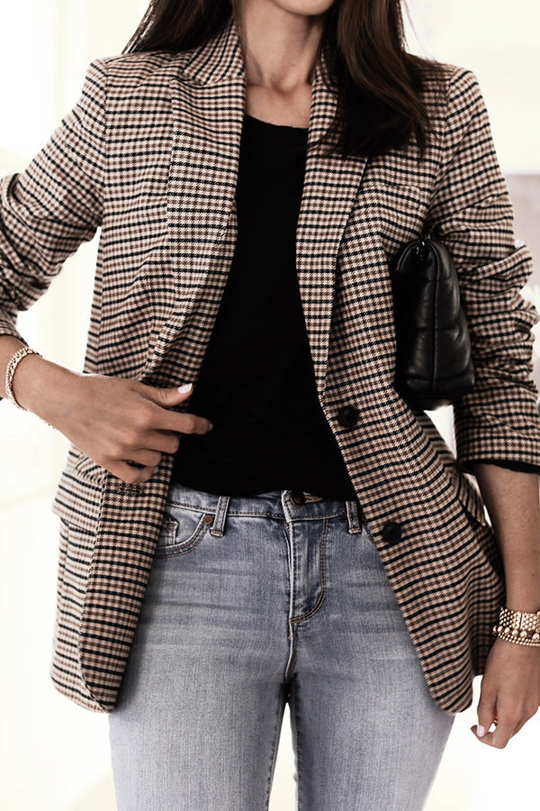 Valenzora | Boss Up Check Pattern Boyfriend Blazer
