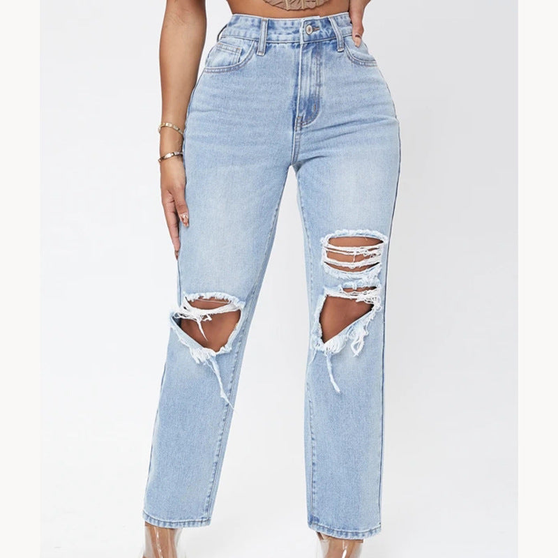Valenzora women's high-waisted jeans with wash