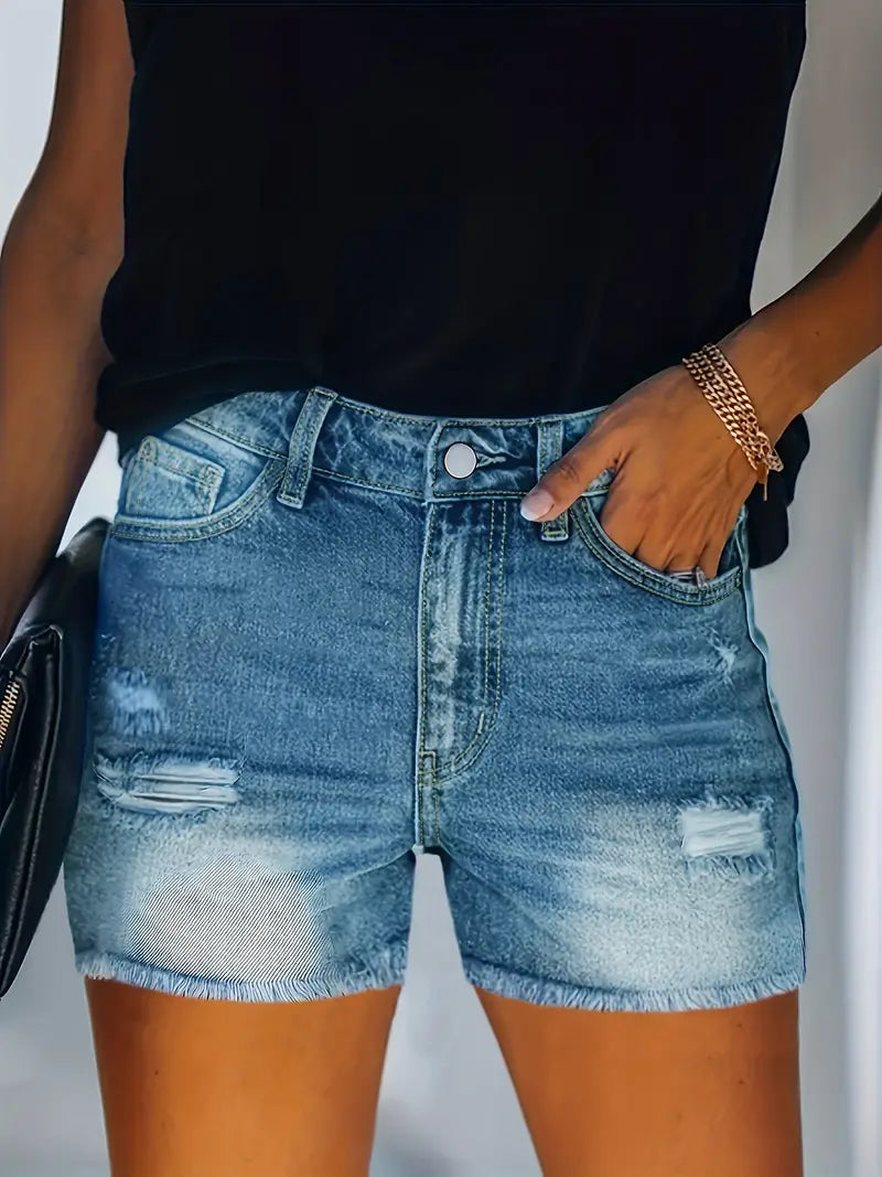 Valenzora | Spring/Summer Ribbed Denim Shorts