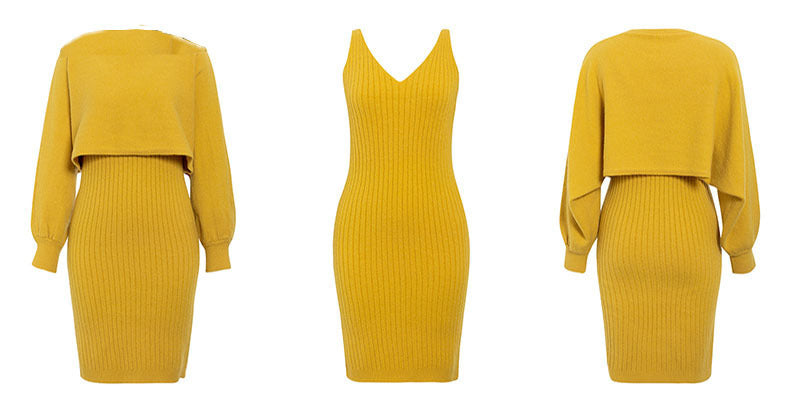 Valenzora | 1-piece knitted set - elegant knitted sleeveless dress with sweater for autumn and winter