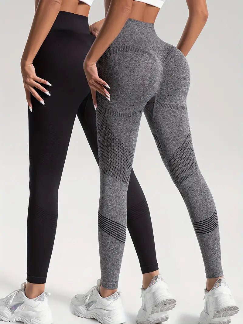 Valenzora | 2 pcs. Sports leggings for yoga and fitness. Solid color with high stretch.