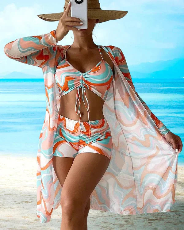 Valenzora - 3-teiliger Bikini mit Blumenmuster