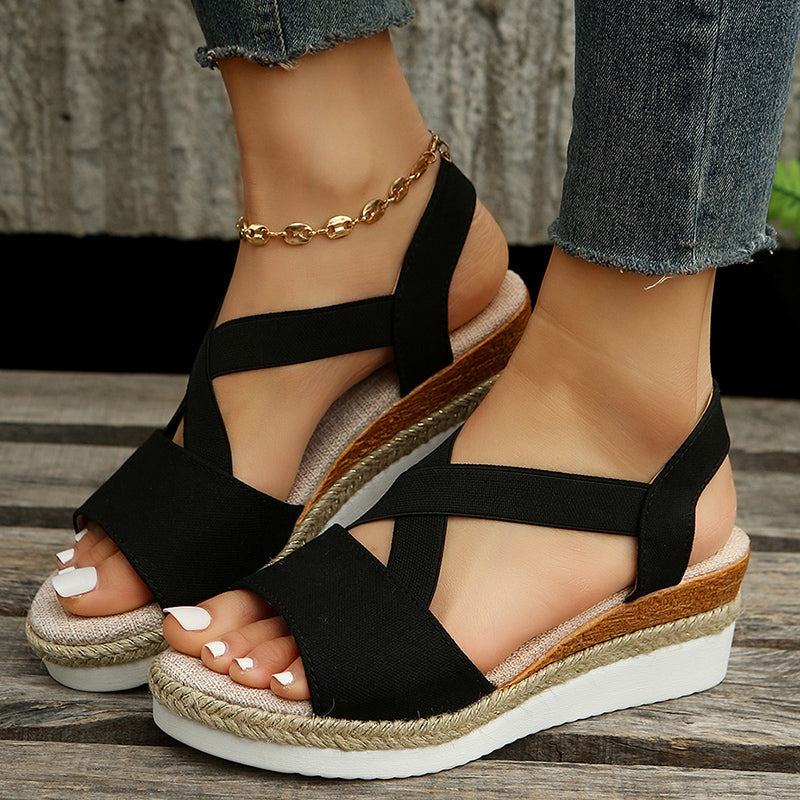 Valenzora | Wedge Sandals with Cross Straps for Women
