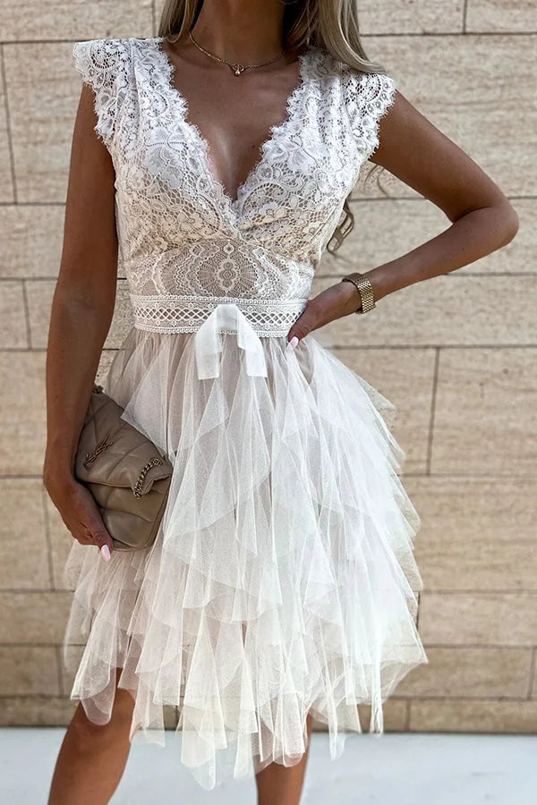 Valenzora | Infinite Beauty Lace Tulle Midi Dress