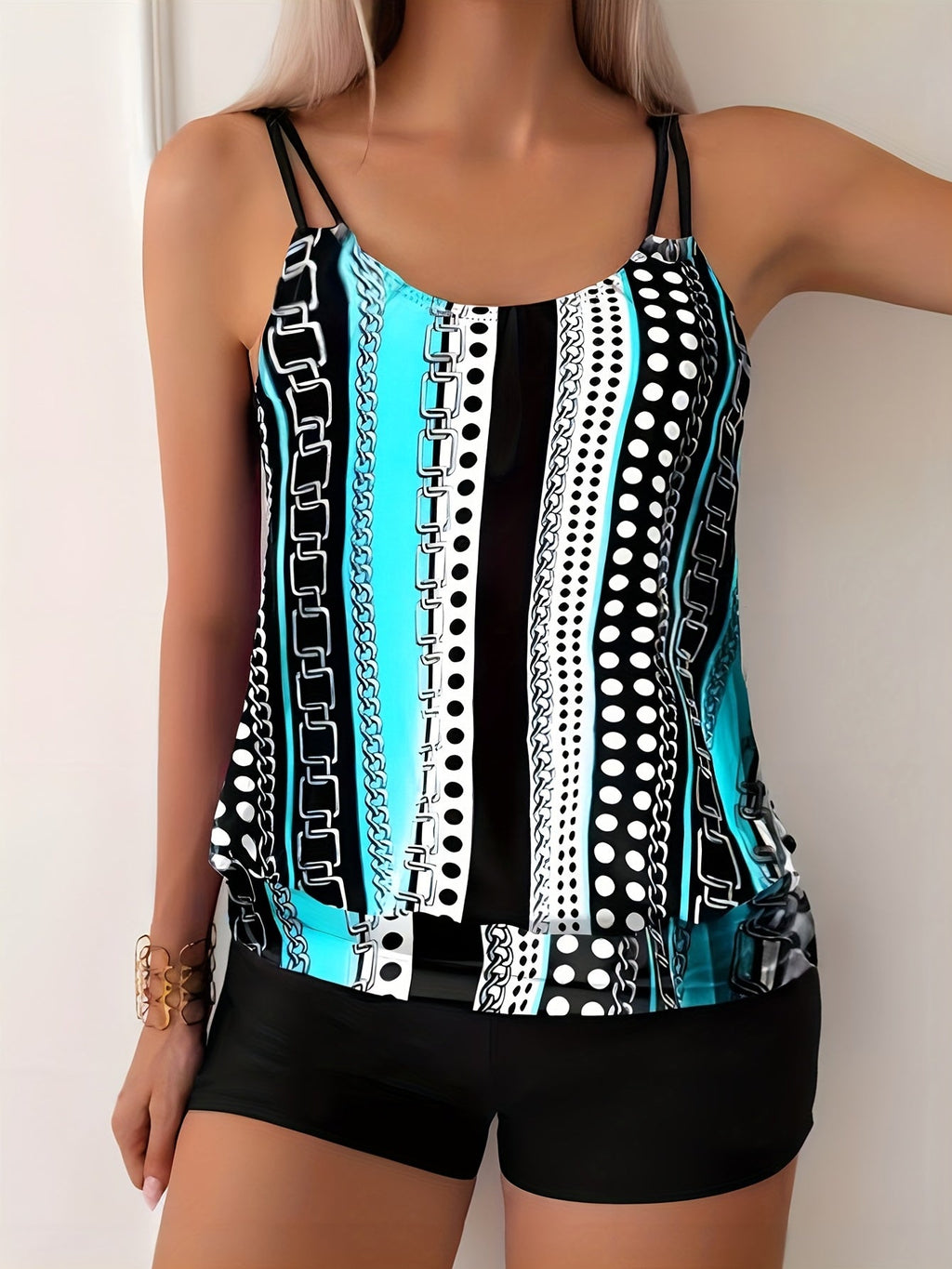 Valenzora | Tankini set with stripes and dots