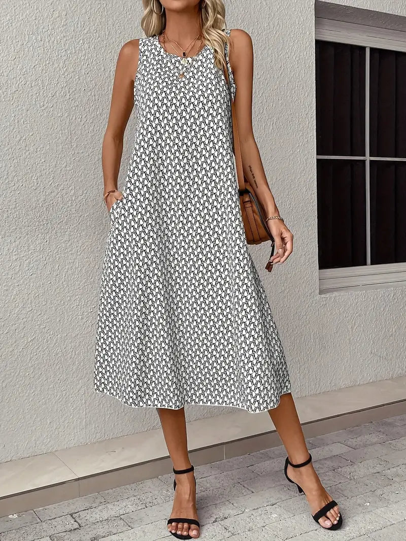 Valenzora | Casual dress with all-over print and pocket – fashionable & comfortable