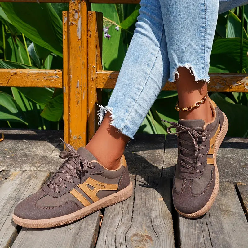 Valenzora | Women's Casual Low Heel Sneakers, Lace-Up Fashion Shoes