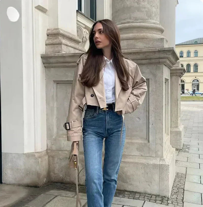 Valenzora | Long-sleeved trench coat with adjustable belt