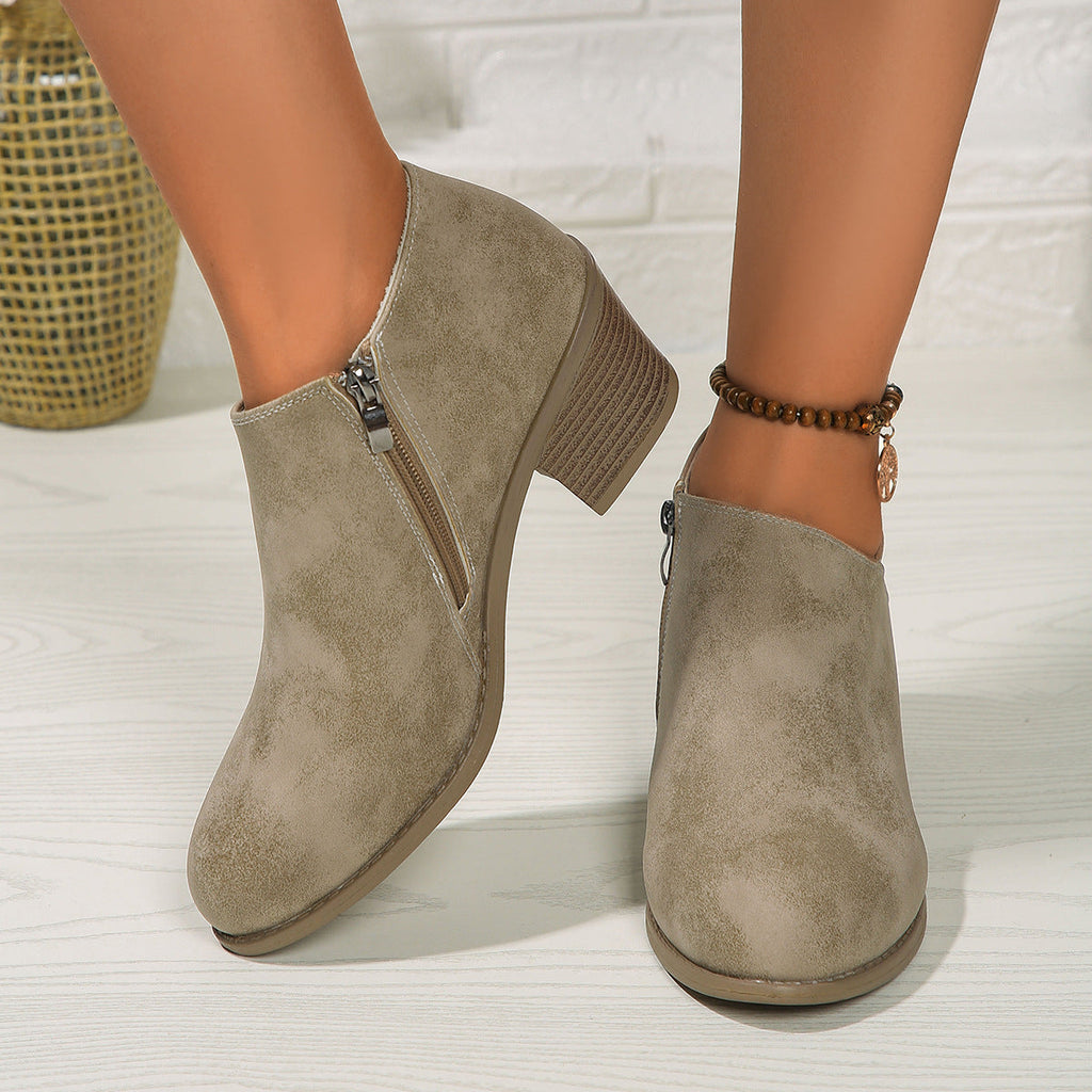 Valenzora | Ankle boots - Women's comfortable boots with block heel and zipper