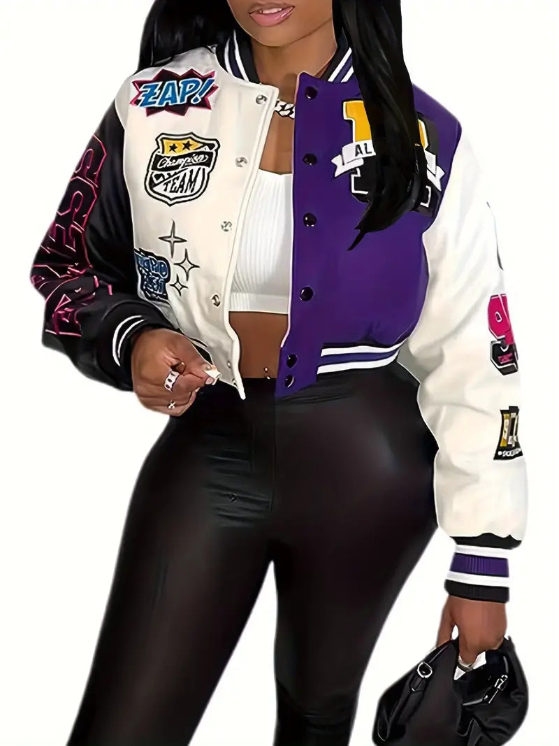 Valenzora | Women's Varsity Jacket with Letter Print