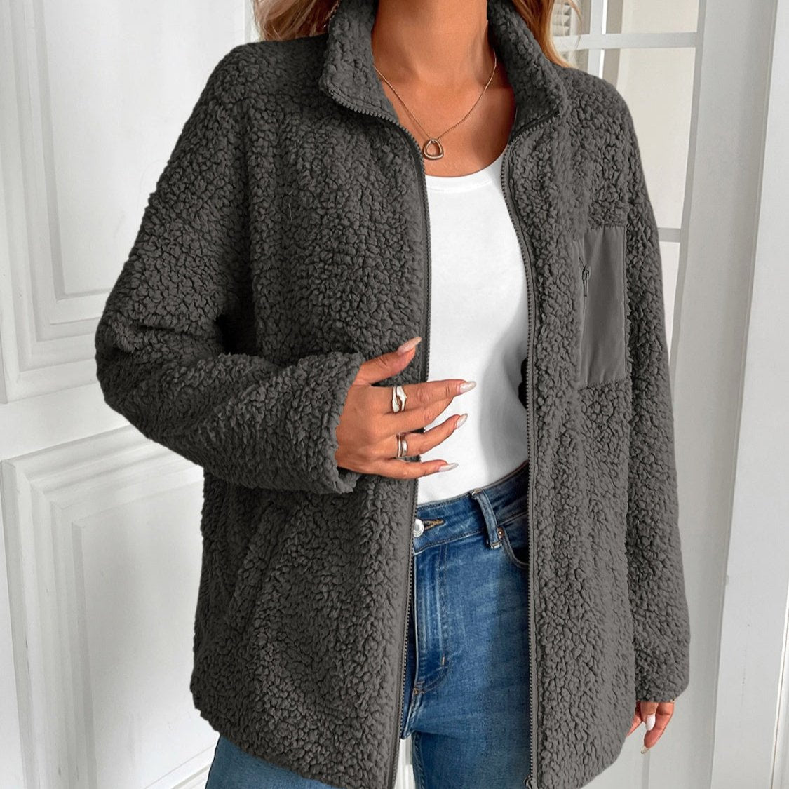 Valenzora | Casual Winter Zip-Up Fuzzy Jacket for Women