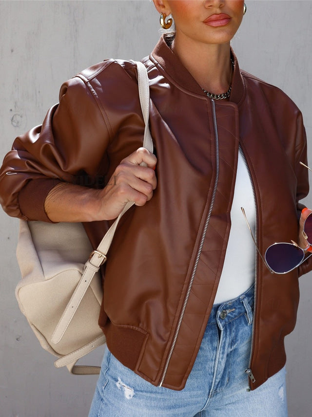 Valenzora | Lockere Lederjacke für Damen