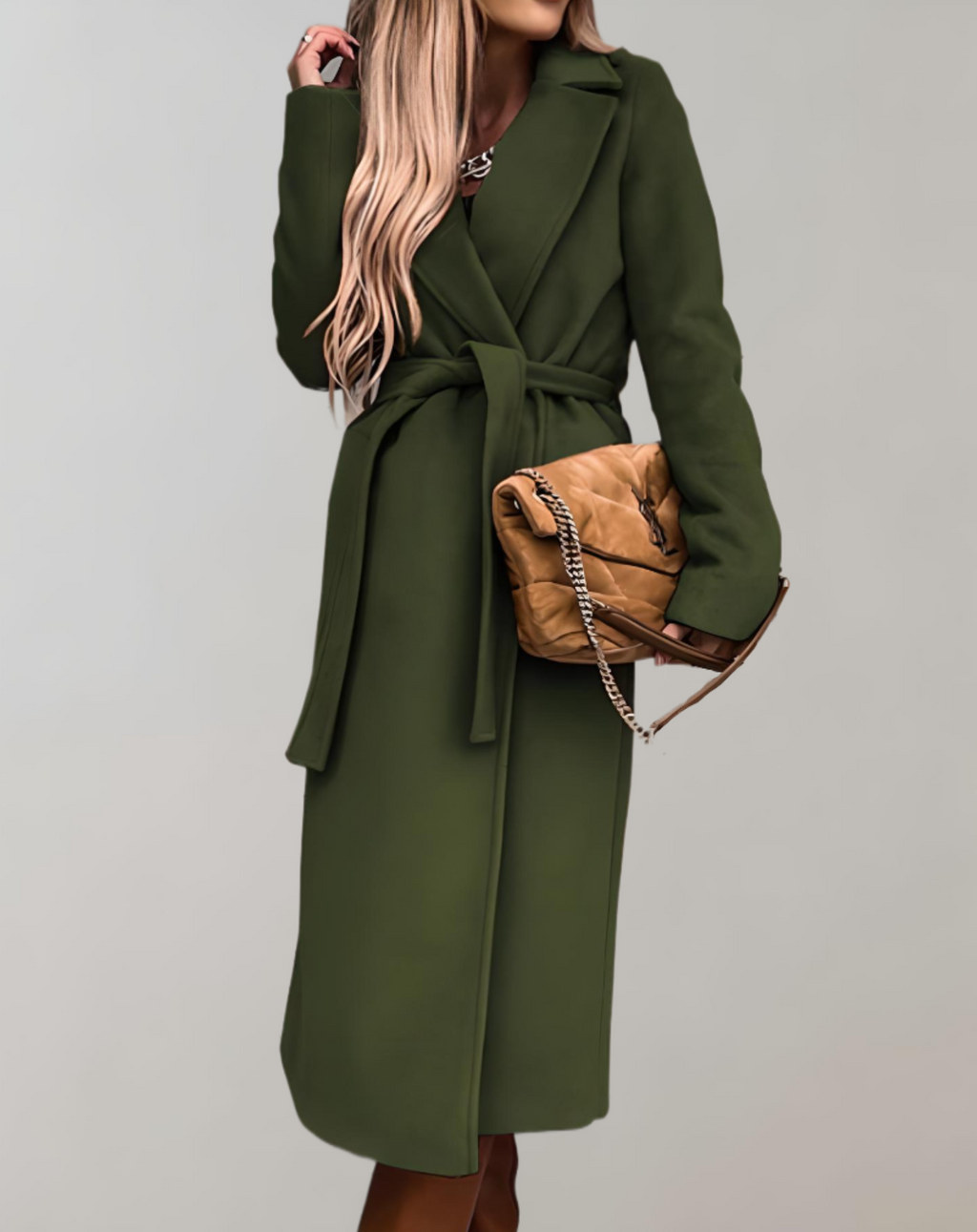 Autumn jacket for women with belt