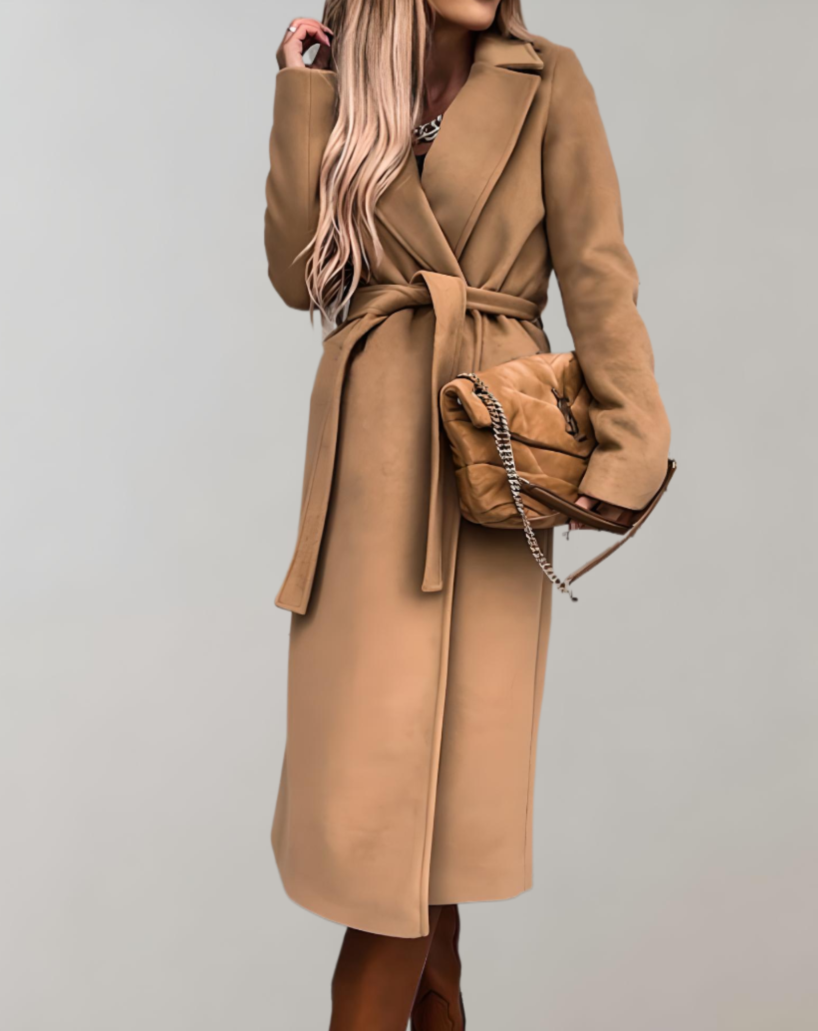 Autumn jacket for women with belt