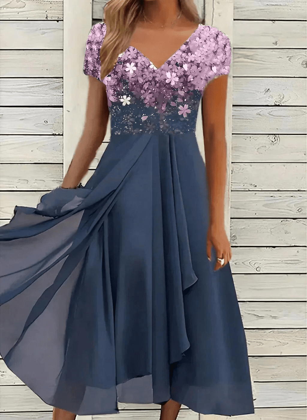 Valenzora | Elegant Chiffon Party Dress Women's Midi Dress