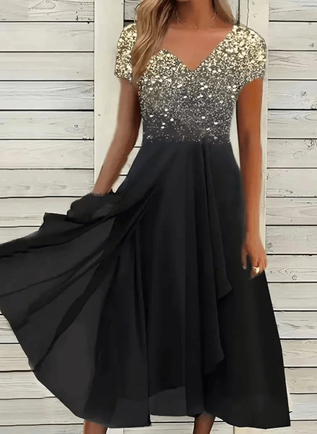 Valenzora | Elegant Chiffon Party Dress Women's Midi Dress