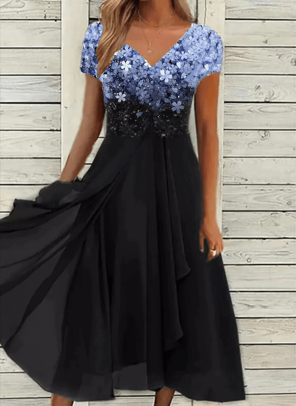 Valenzora | Elegant Chiffon Party Dress Women's Midi Dress