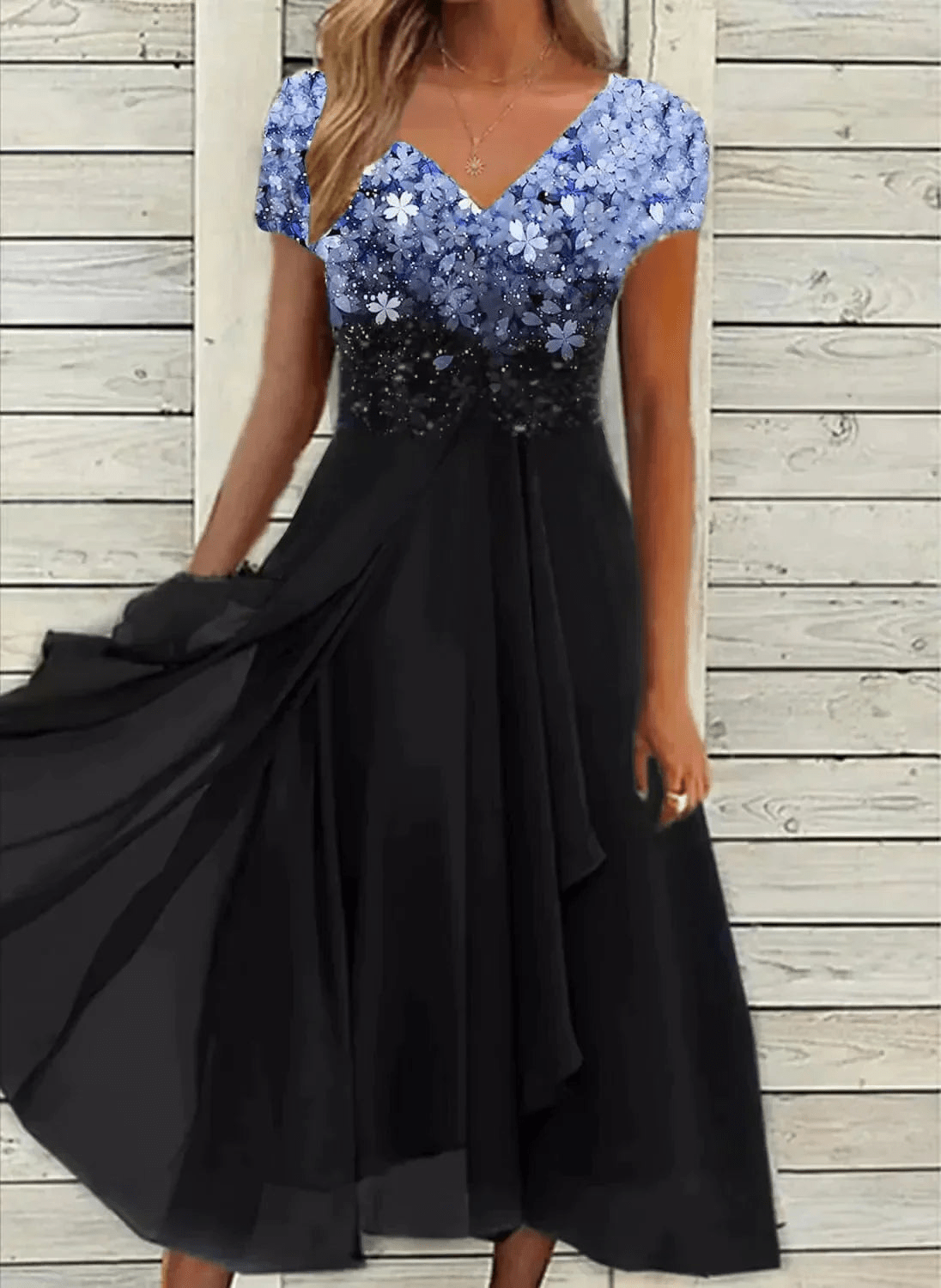 Valenzora | Elegant Chiffon Party Dress Women's Midi Dress