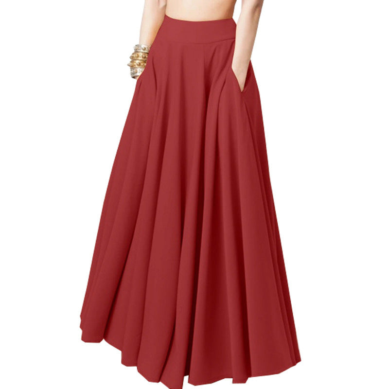 Valenzora | Solid-color mid-length pleated skirt for women