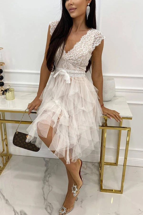Valenzora | Infinite Beauty Lace Tulle Midi Dress