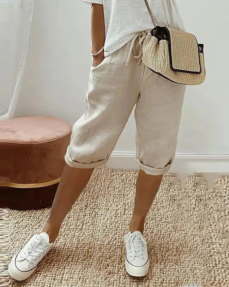 Valenzora | Plain comfortable Bermuda shorts with drawstring