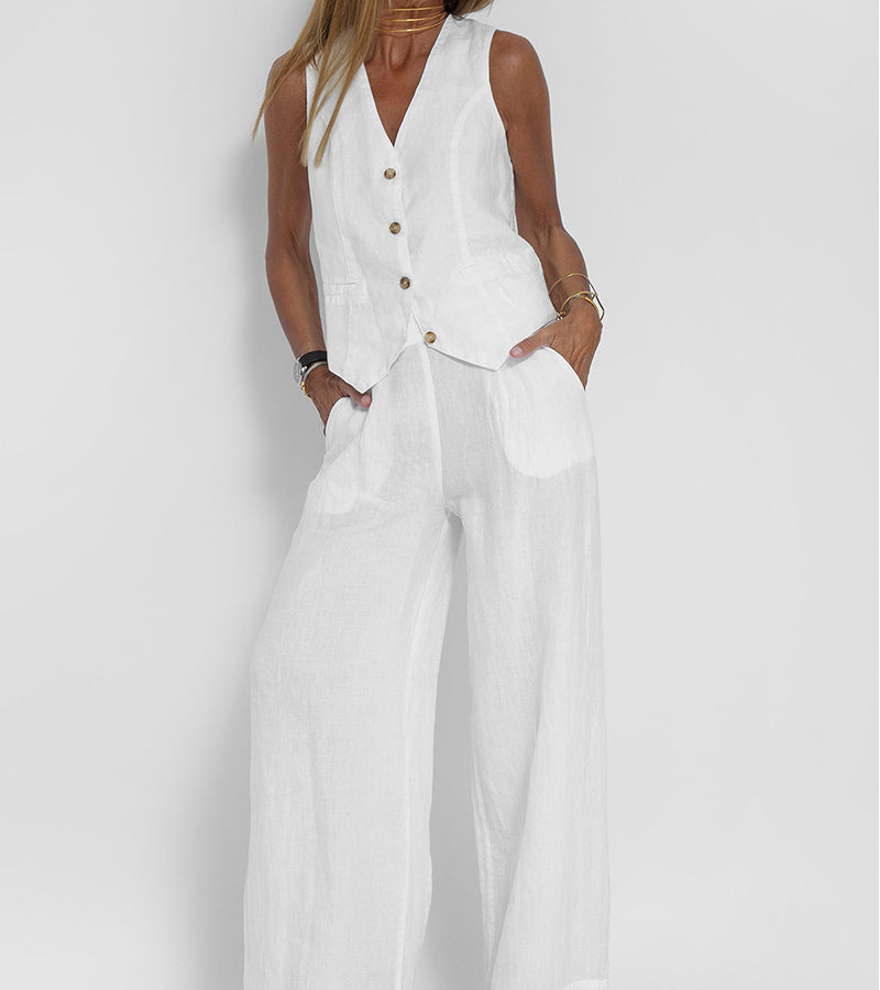 Valenzora | Button-down vest and wide-leg trousers set