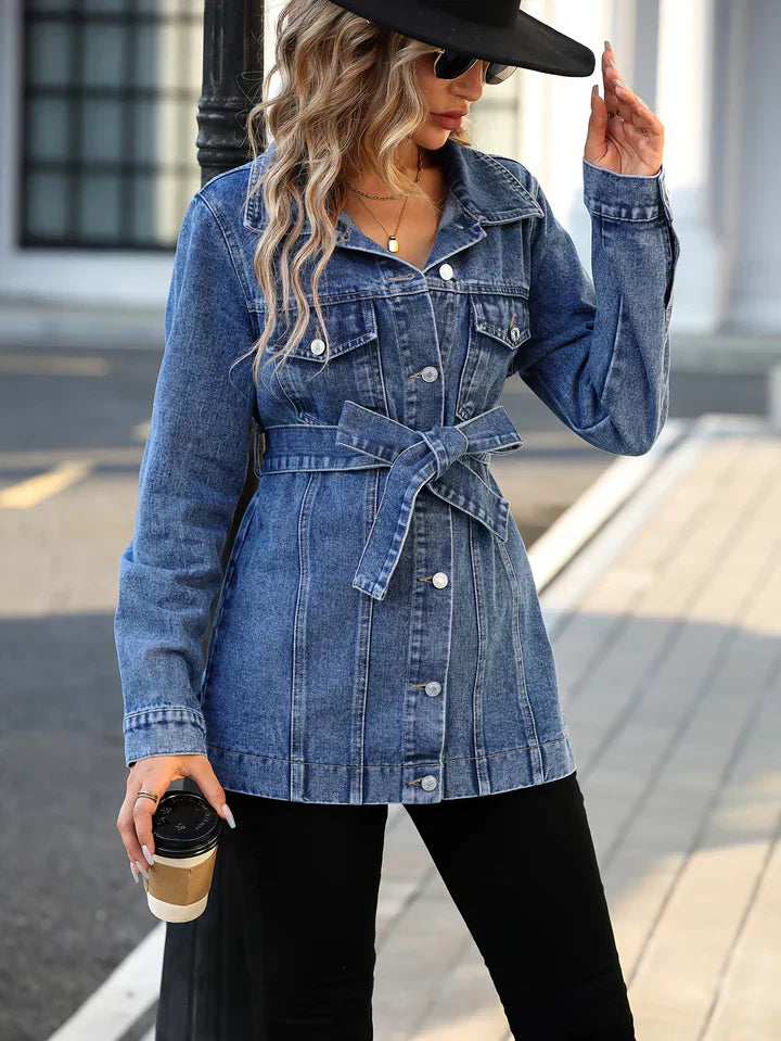 Valenzora – Damen-Jeansmantel mit Pattentaschen