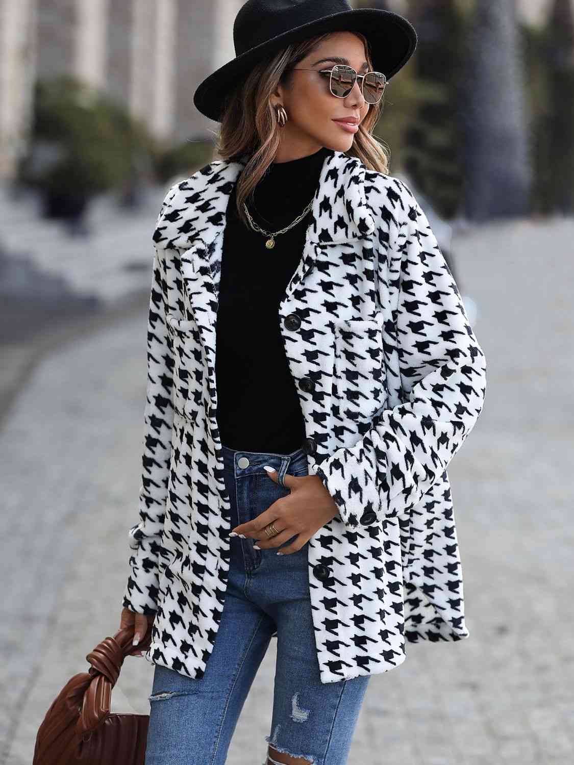Valenzora | Houndstooth Button Down Jacket