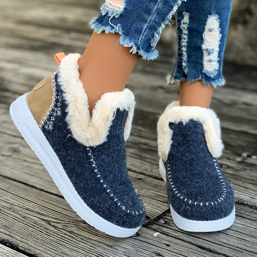 Valenzora | Cozy winter slippers for women: fleece lining, PU sole and soft fabric construction