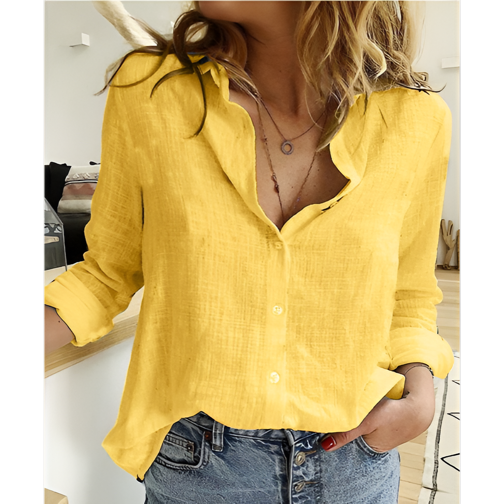 Valenzora | Classic linen blouse with button closure for women