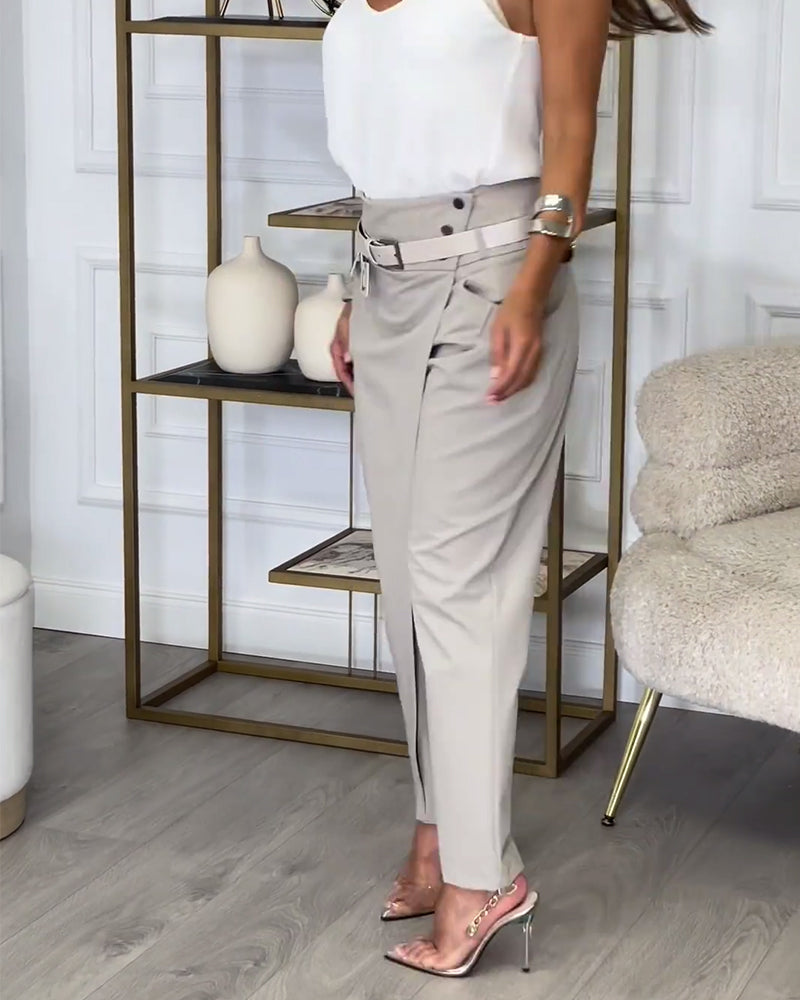 Valenzora | Patchwork Trousers with Belt