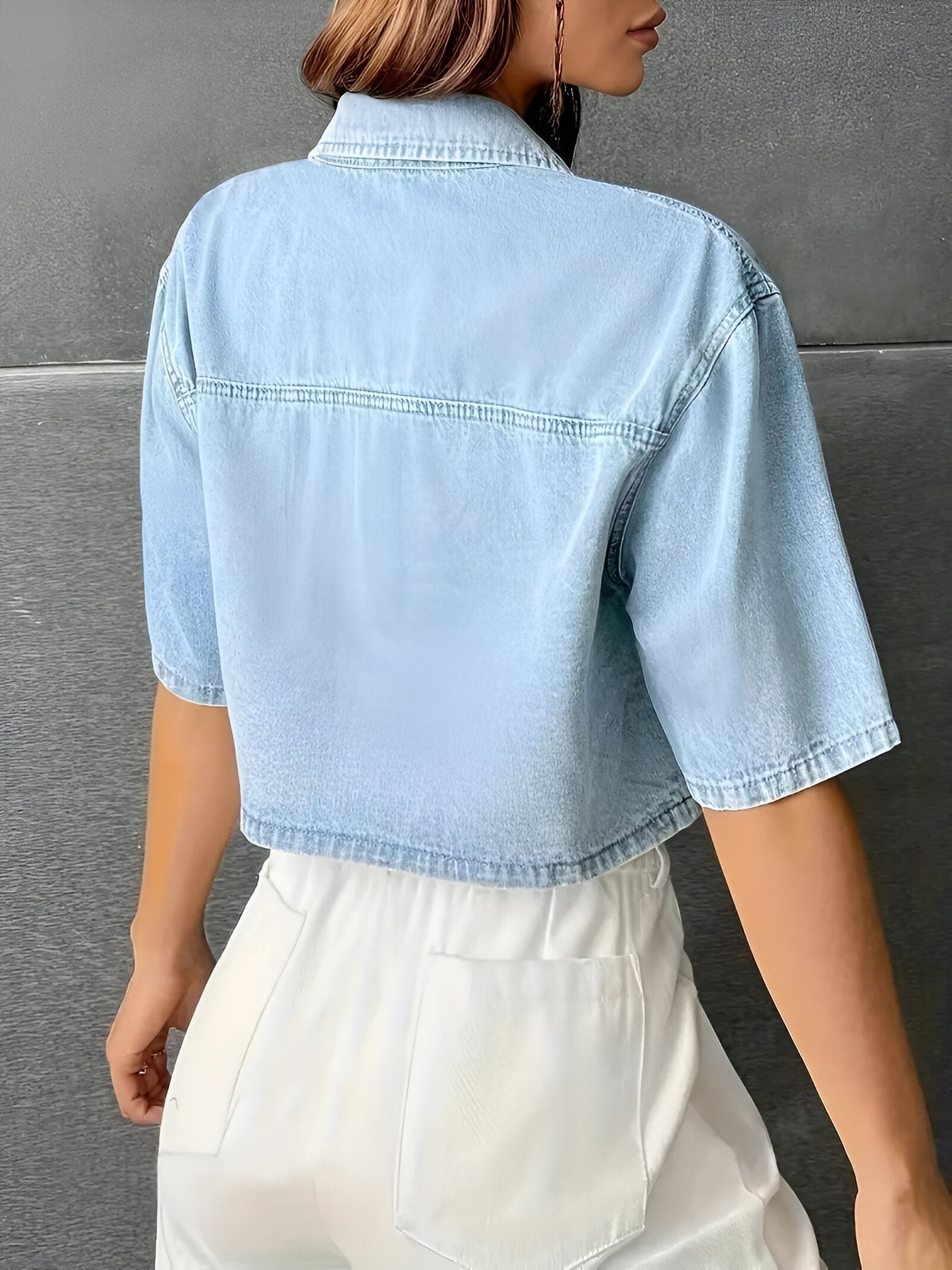 Valenzora | Effortlessly chic light blue denim shirt
