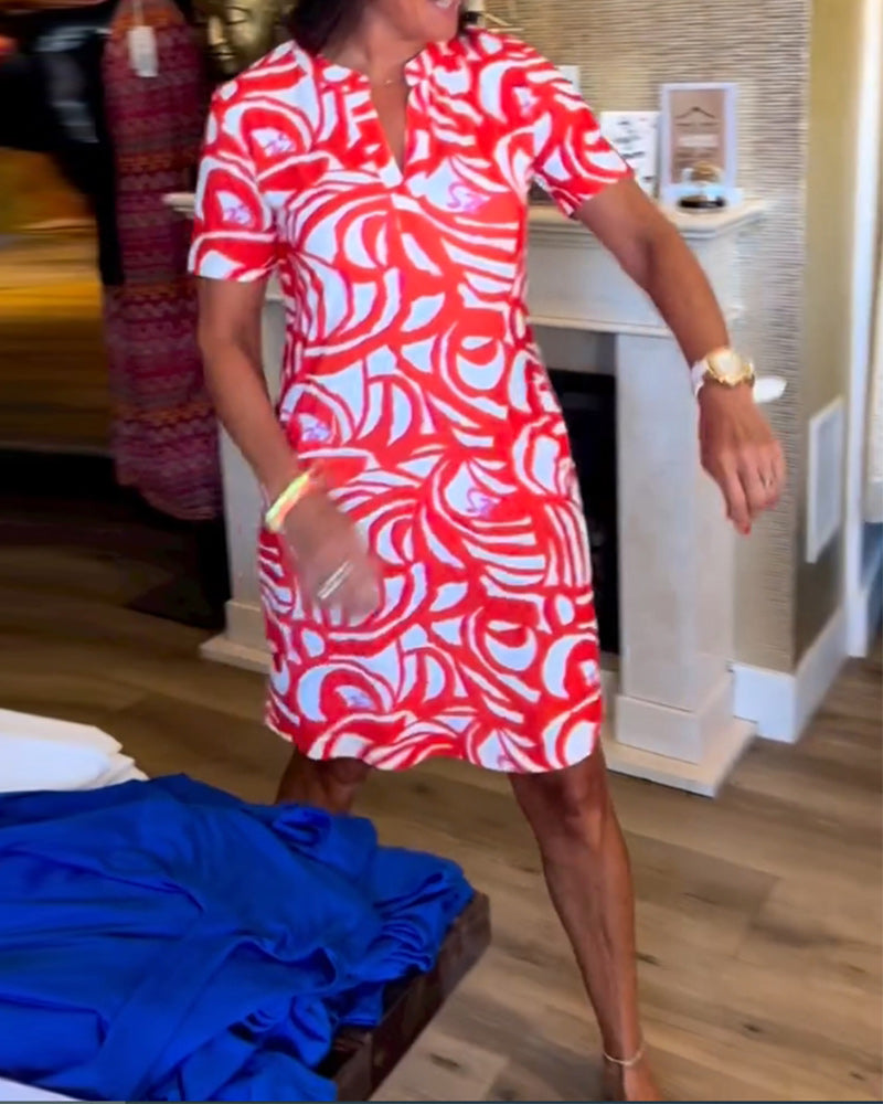 Valenzora | Lässiges, kurzärmliges Kleid mit Print