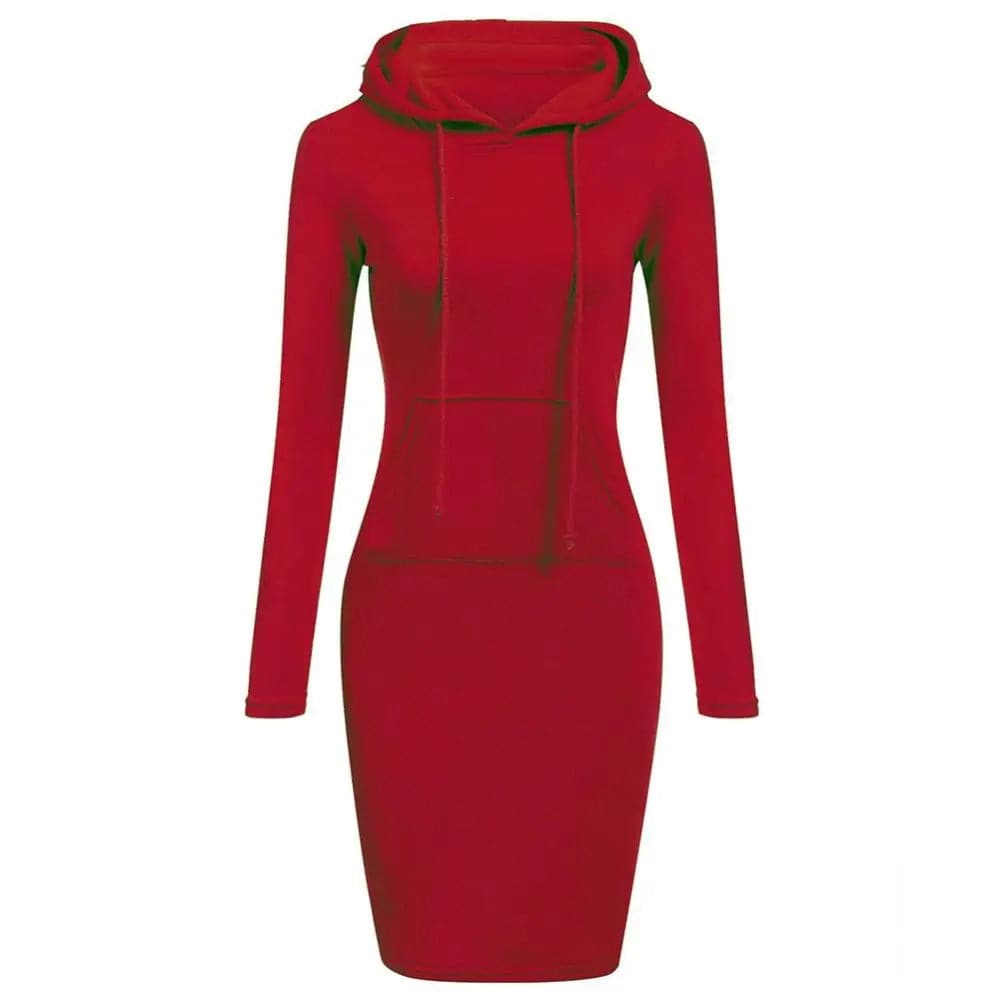 Valenzora | Casual autumn sweatshirt dress with hood and drawstring for women