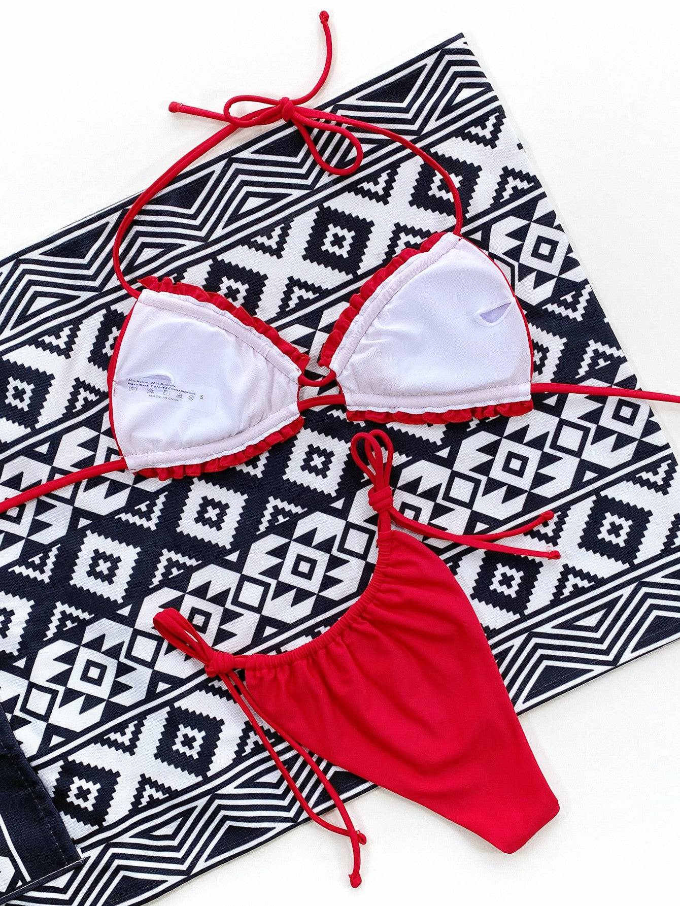 Valenzora | Ruffled halterneck bikini set