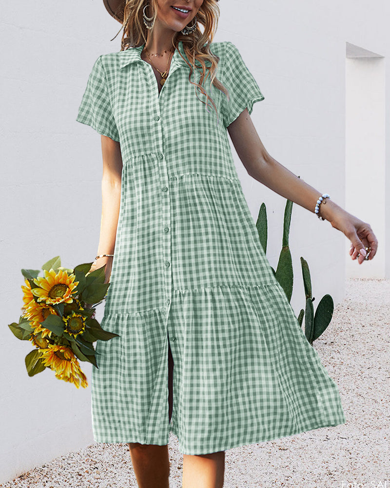 Valenzora | Casual checked shirt dress