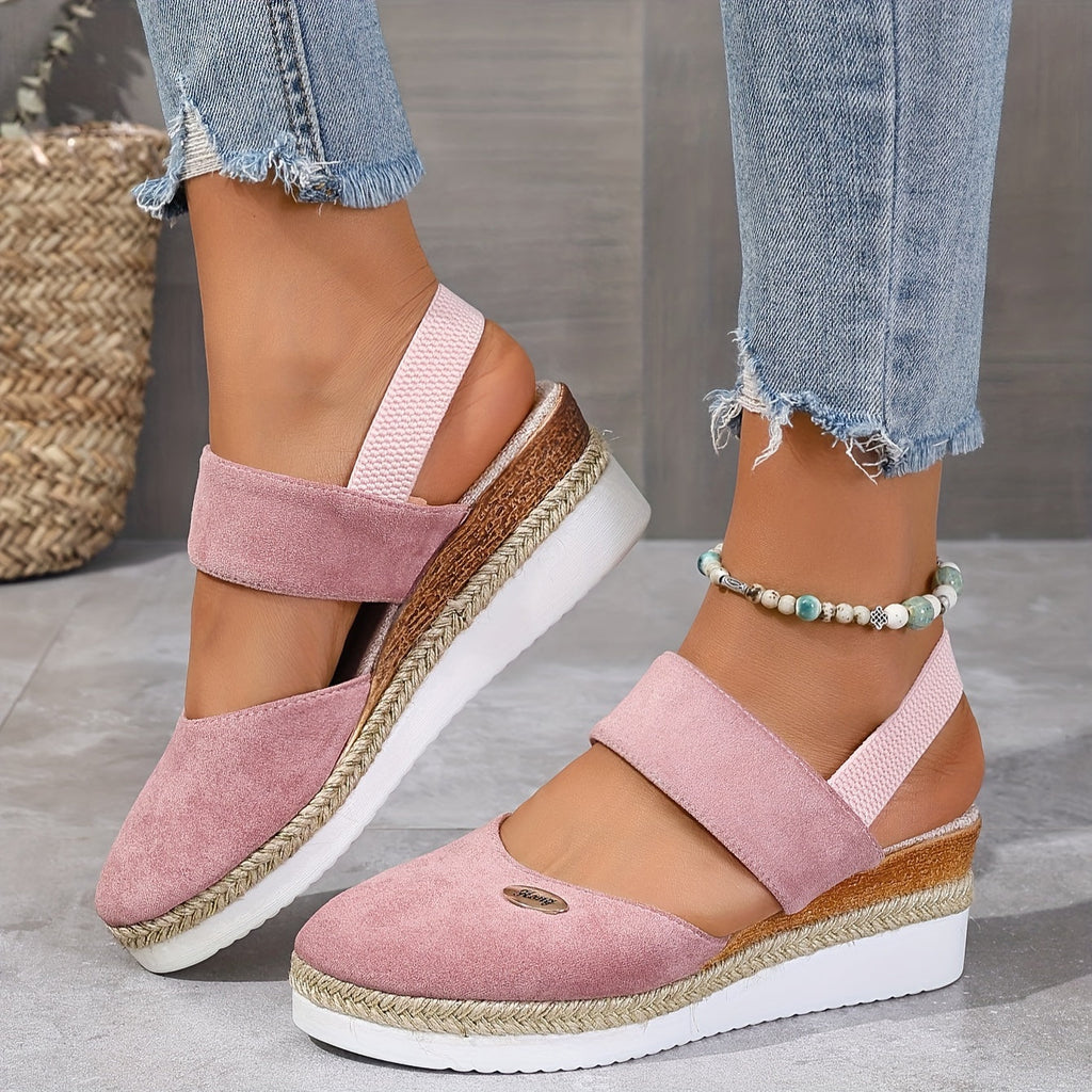 Valenzora | Women's Platform Sandals: Non-slip, Closed Toe, Elastic Strap