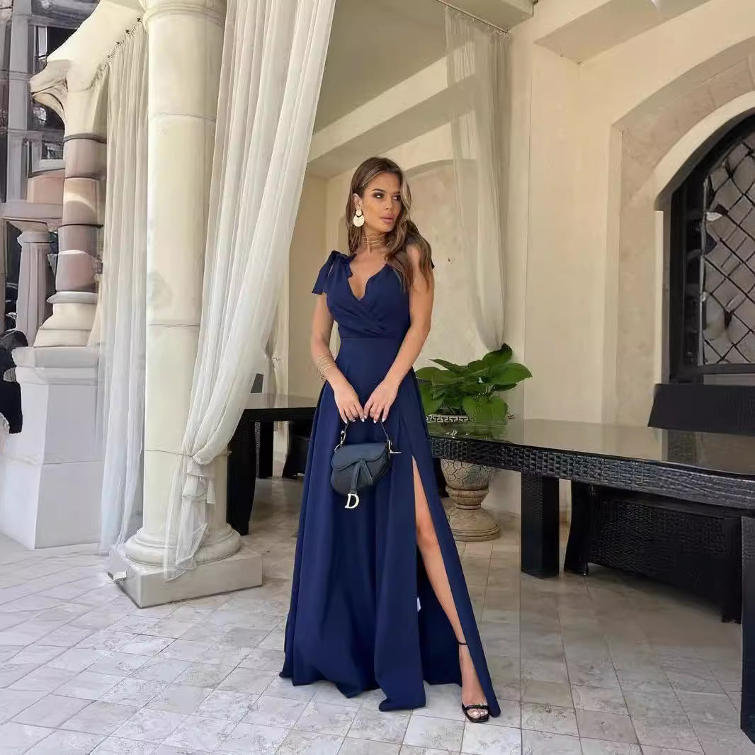 Valenzora | Evening dress, long, pleated, solid color