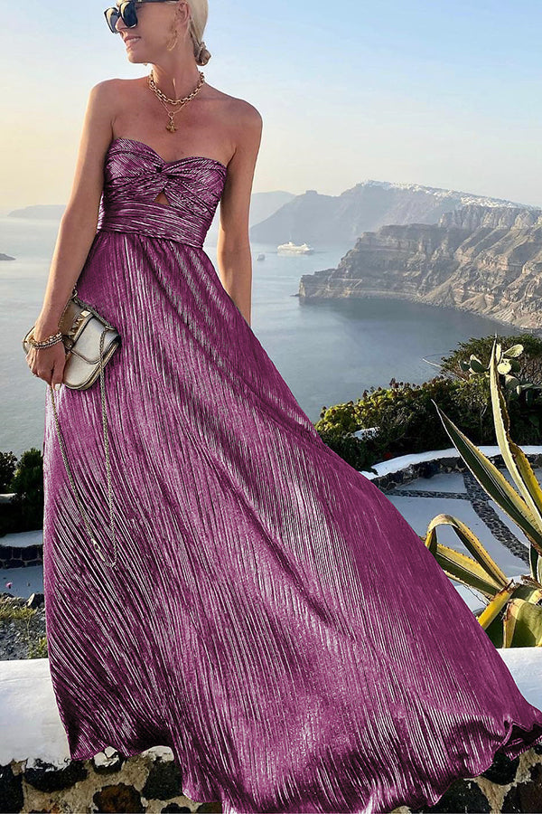 Valenzora | Elegant and shiny dress with exposed shoulders