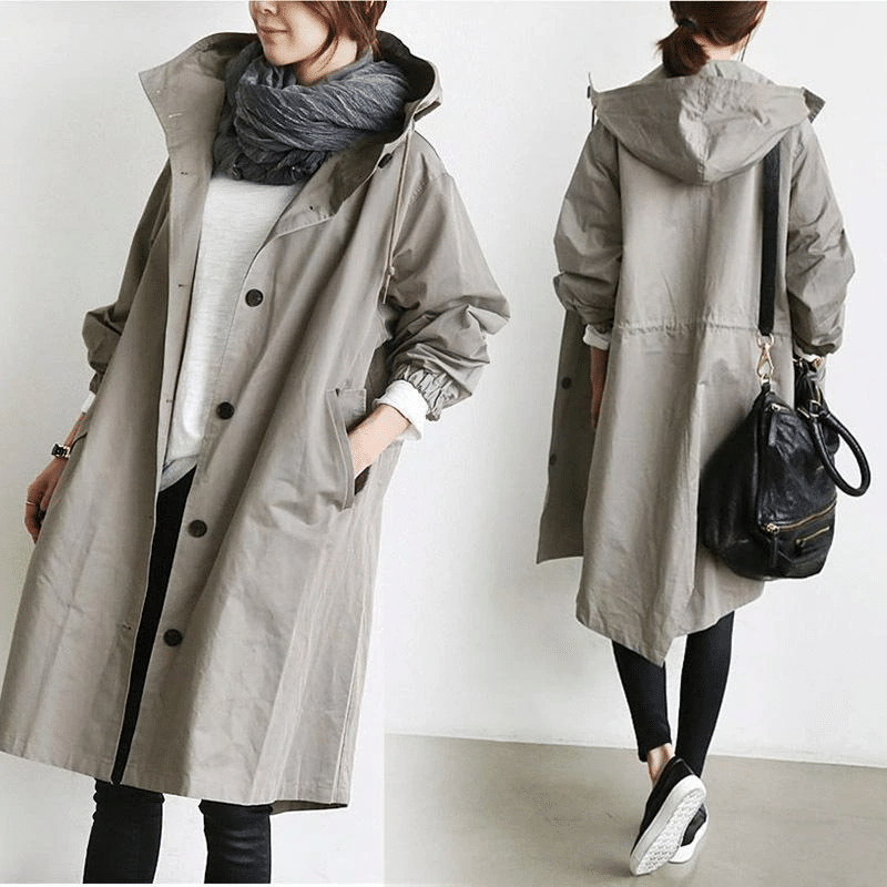Valenzora | Warm Large-Button Rain Jacket With
