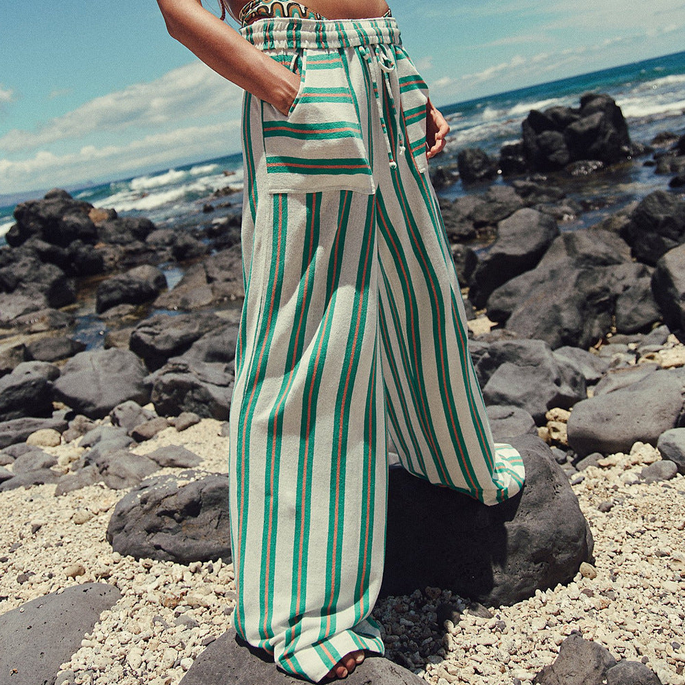 Valenzora | Casual Striped Wide Leg Trousers for Women