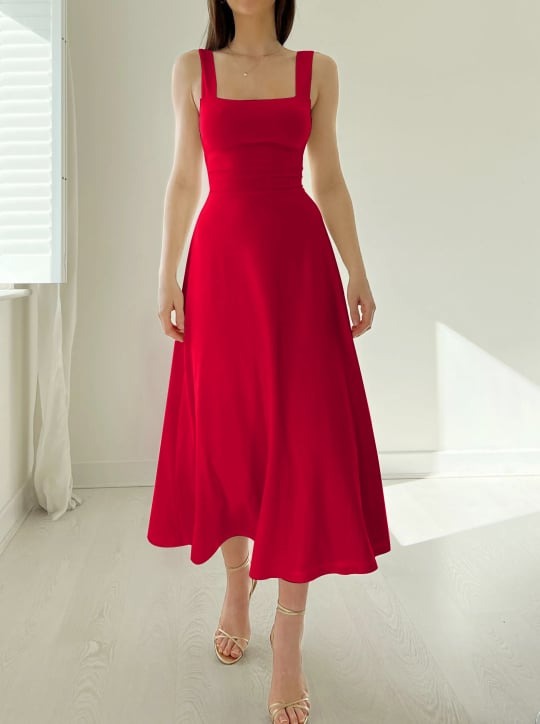 Damen-Midikleid mit breiten Trägern