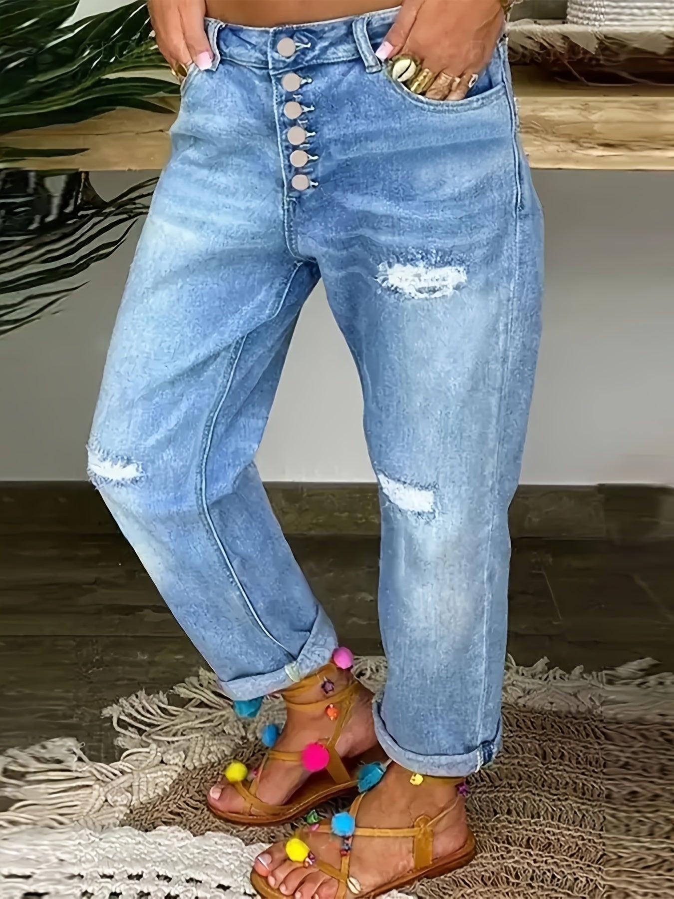 Valenzora | Weathered Blue Women's Stretch Jeans
